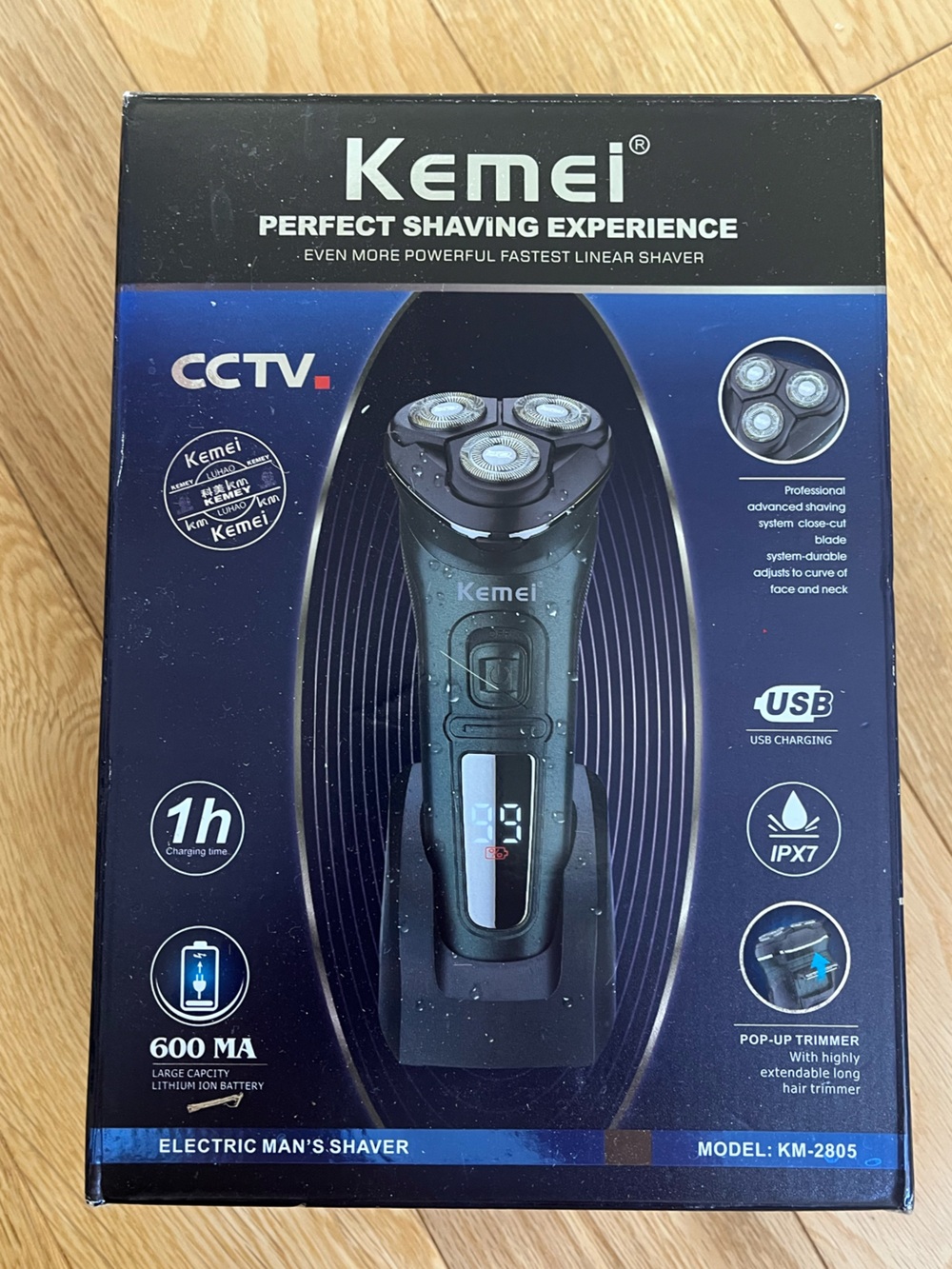 Kemei KM-2805 Electric Men’s Shaver Rechargeable 3-Head Rotary Razor NIB